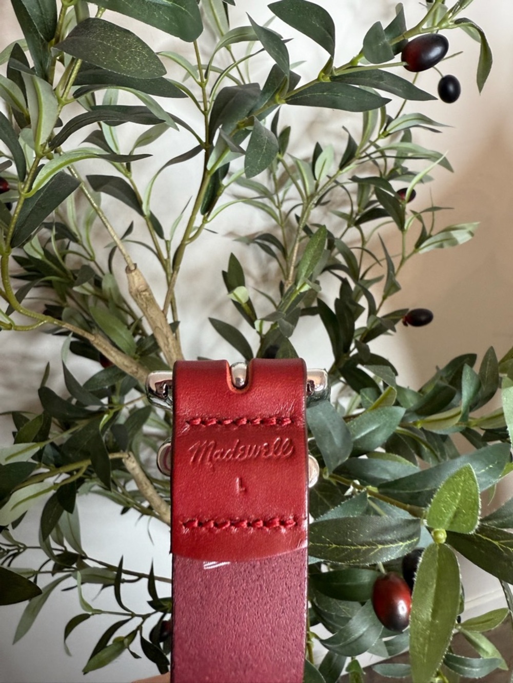 Madewell Red Studded Leather Belt - Picture 3 of 7